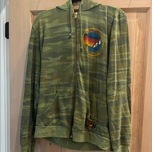 Green Camo Zip-Up Hoodie